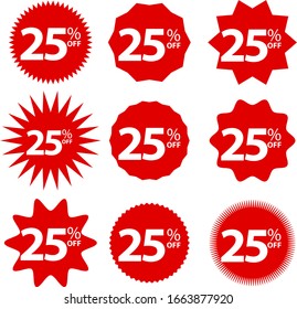 Etiqueta de descuento de ilustración de vector 25 por ciento Diseño
