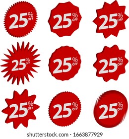 Vector Illustration Discount Tag Label Twenty Five Percent Isometric  Design