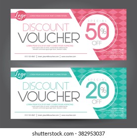 Vector illustration. Discount voucher template with clean and modern pattern