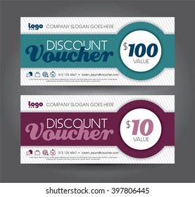 Vector illustration. Discount voucher template with clean and modern pattern