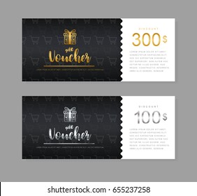 Vector illustration. Discount voucher template with clean and modern pattern