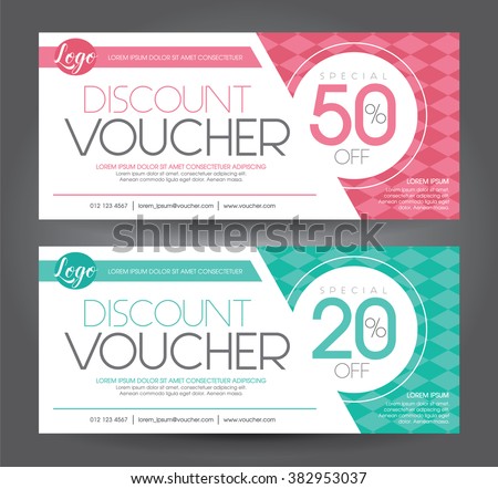 Vector illustration. Discount voucher template with clean and modern pattern