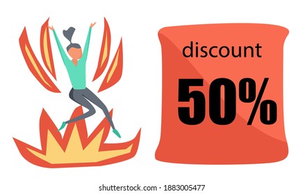 Vector illustration. Discounts in the store. 50 percent discount. Web banner icon.