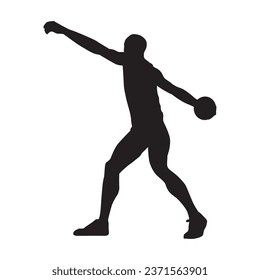 Vector Illustration of Discus Throwing Athlete Silhouette