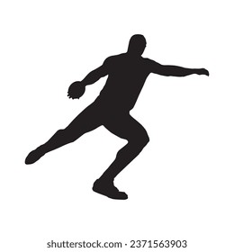 Vector Illustration of Discus Throwing Athlete Silhouette