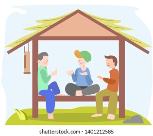 Vector illustration of discussion with friends