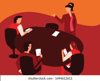 a vector illustration of discussion, research, learning or other matters relating to knowledge, work or business analysis