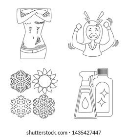 Vector illustration of disease and healthcare sign. Set of disease and pain stock symbol for web.