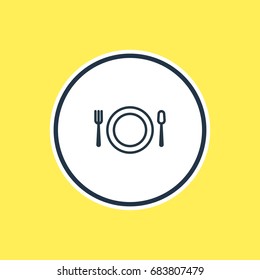 Vector Illustration Of Dish Outline. Beautiful Feast Element Also Can Be Used As Cutlery Element.