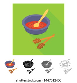 Vector illustration of dish and sauce logo. Collection of dish and tasty stock vector illustration.