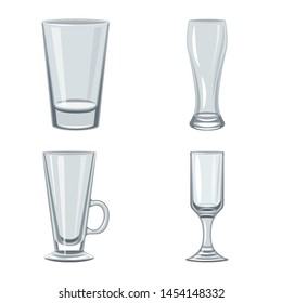 Vector illustration of dishes and container icon. Set of dishes and glassware stock symbol for web.