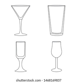 Vector illustration of dishes and container logo. Set of dishes and glassware stock symbol for web.