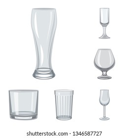 Vector illustration of dishes and container sign. Collection of dishes and glassware stock vector illustration.
