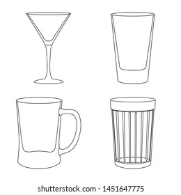 Vector illustration of dishes and container sign. Set of dishes and glassware vector icon for stock.