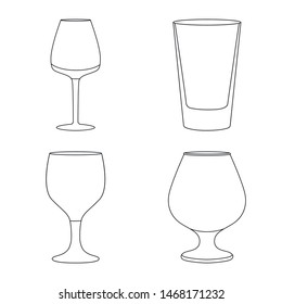 Vector illustration of dishes and container sign. Set of dishes and glassware stock vector illustration.