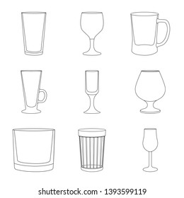 Vector illustration of dishes and container symbol. Set of dishes and glassware stock vector illustration.