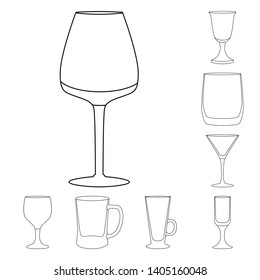 Vector illustration of dishes and container symbol. Set of dishes and glassware stock symbol for web.