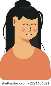 Vector illustration of a disheveled woman. Woman just woken up. Relaxation.