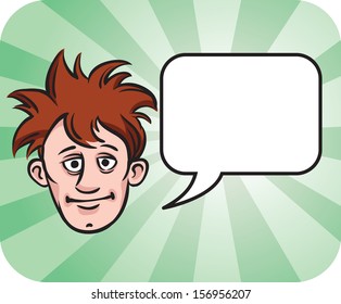 Vector illustration of dishevelled face with speech bubble. Easy-edit layered vector EPS10 file scalable to any size without quality loss. High resolution raster JPG file is included.