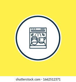 Vector illustration of dishwasher icon line. Beautiful kitchenware element also can be used as dish washing icon element.