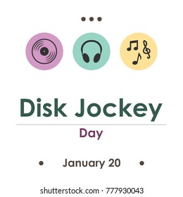 vector illustration for disk jockey day in January