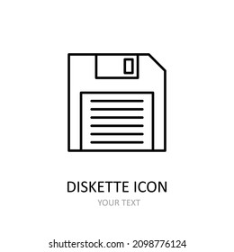 Vector illustration with diskette. Outline icon