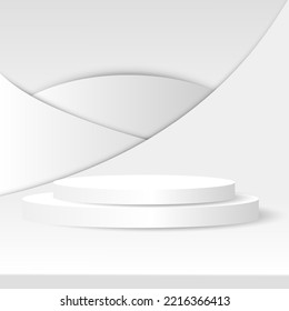 vector illustration display product background pastel abstract podium 3d  wallpaper vector.three dimensional low geometric shape . display paper cut paper art circle black white shadow podium .