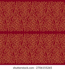 Ilustración vectorial que muestra intrincados florituras amarillas sobre fondo marrón. Ideal para Fondo de pantalla vintage, tapicería barroca, invitaciones de boda o papel de regalo decorativo.