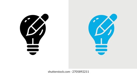 Ilustración vectorial muestra una bombilla conceptual integrada con un lápiz sobre un fondo transparente, que simboliza la generación de ideas.