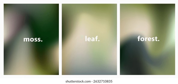 Vector illustration displays earthy, blurred gradients in brown, green, and muted pastel tones, following the popular 2025 modern blurred gradient trend for a soft, organic abstract effect.