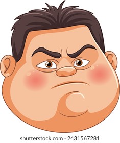 Vector illustration of a displeased cartoon man
