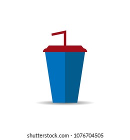 Vector illustration disposable coffee cup on white background. Coffee cup logo