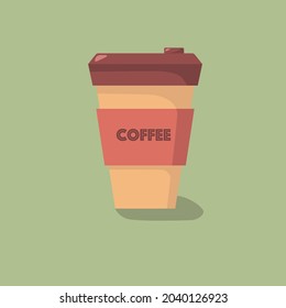 Vektorgrafik Einwegkaffee-Symbol auf grünem Hintergrund. Das Kaffeetassen-Logo. Flache Illustration