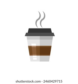 Vector illustration disposable coffee cup icon on white background. Coffee cup logo