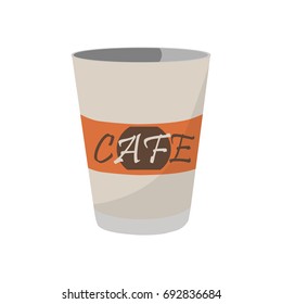 Vector illustration disposable coffee cup icon for cafe and restaurant. Coffee cup logo