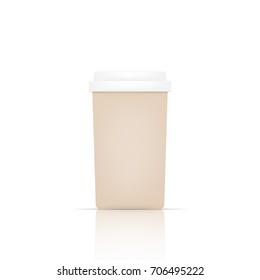 Vector illustration disposable coffee cup on white background. Coffee cup logo