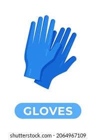 Vector illustration of disposable gloves on human hands. 