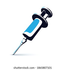 Vector illustration of disposable syringe isolated on white background. Get your flu shot marketing theme