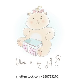 Vector illustration of dissatisfied bear