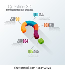 Vector Illustration Of Dissecting Question Mark Concept 3d Infographic Design Element.