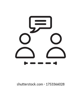 Vector illustration distance talk icon or logo black color with line design style