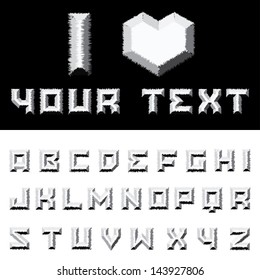 Vector illustration of distorted digital alphabet.