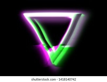 Vector Illustration of a distorted glitch background. Glitched glowing triangle design in a style of 80's. Creative graphic design for poster, brochure, flyer and card.