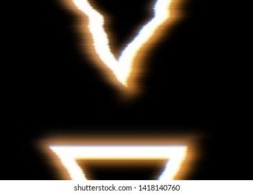 Vector Illustration of a distorted glitch background. Glitched glowing triangle design in a style of 80's. Creative graphic design for poster, brochure, flyer and card.
