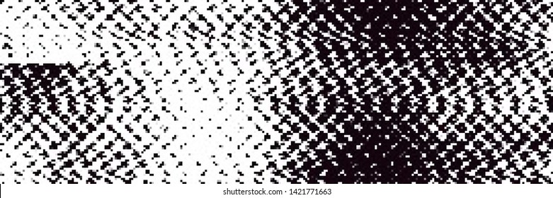 Vector Illustration of a distorted glitch background. Glitched halftone pattern in a style of 80's. Wallpaper in a cyberpunk style. Creative graphic design for poster,brochure,flyer and card.
