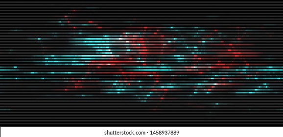 Vector Illustration of a distorted glitch background. Glitched glowing plexus structure in a style of 80's. Wallpaper in a cyberpunk style. Creative graphic design for poster,brochure,flyer and card.