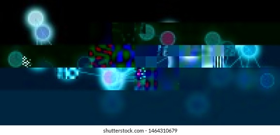 Vector Illustration of a distorted glitch background. Glitched glowing plexus structure in a style of 80's. Wallpaper in a cyberpunk style. Creative graphic design for poster,brochure,flyer and card.