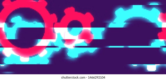 Vector Illustration of a distorted glitch background. Glitched techno pattern in a style of 80's. Wallpaper in a cyberpunk style. Creative graphic design for poster,brochure,flyer and card.