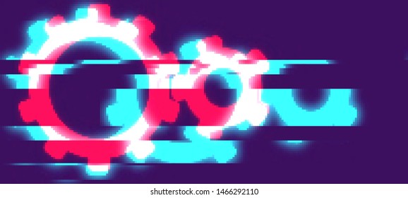 Vector Illustration of a distorted glitch background. Glitched techno pattern in a style of 80's. Wallpaper in a cyberpunk style. Creative graphic design for poster,brochure,flyer and card.