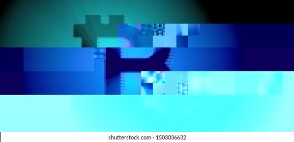 Vector Illustration of a distorted glitch background with bitcoin symbol. Glitched techno pattern in a style of 80's. Wallpaper in a cyberpunk style. Creative graphic design for poster,brochure,flyer.